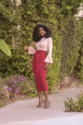Bell Sleeve Top + Belted Pencil Skirt