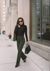 Sleek stretch suit + my everyday black pumps