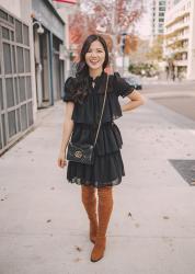 Two Ways to Wear a Black Ruffle Dress