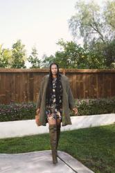 Dark florals and Olive Boots