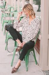 Black Straight Leg Jeans + Pretty Blouse