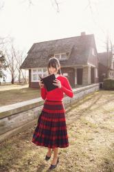 Red Plaid Skirt 