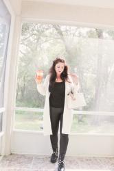 White Cardigan and jeweled boots