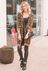 Leopard Cardigan and Leggings