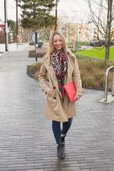Transitional Style: Animal Print Scarf + Neutral Trench Coat