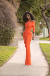 Orange Off Shoulder Jumpsuit