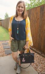 Soft Pull On Shorts and Printed Kimonos With Rebecca Minkoff Bags