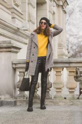 Faux leather & yellow
