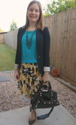 Printed A-Line Skirts and Blazers With Balenciaga Part Time Bag: Weekday Wear Link Up!