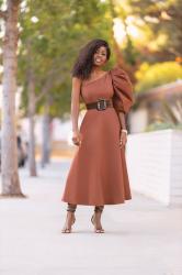 One Shoulder Puff Sleeve Dress