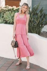 Super Soft Sleeveless Pink Midi Dress