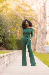 Hunter Green Off Shoulder Jumpsuit