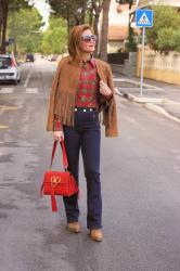 Suede fringe jacket and Western shirt