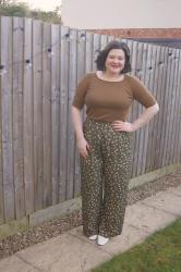 How I wore: patterned flared trousers 