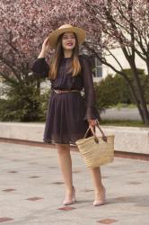 Romantic Outfit and Blooming Trees