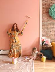 Brighten Up Your Living Room with A Warm Pink Hued Paint Color
