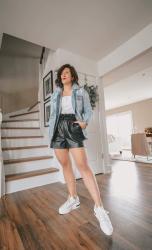 6 Ways to Wear High Waisted Leather Shorts