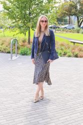 Spring Style: Satin Midi Skirt + Suede Moto Jacket