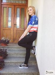 DIY koszulka motyw flaga USA, spodnie skinny czarne, vansy