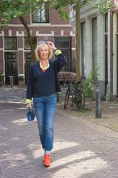 Blue and lime sweater by Essentiel Antwerp