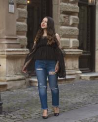 Spring Outfit: Fancy Blouse and Ripped Jeans