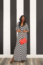 Chevron Stripe Maxi Dress with ShoeDazzle Sandals