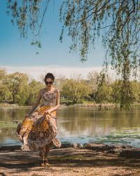 A Morning Walk with a Crochet Dress