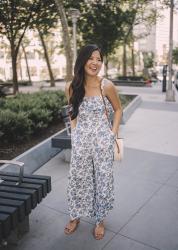 Blue & White Floral Jumpsuit