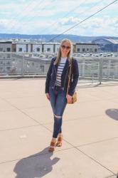 Spring Style: Suede Moto Jacket + Stripes