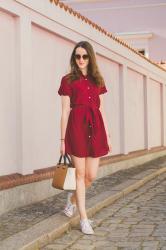 Burgundy Shirt Dress 