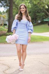 Blue Bubble Sleeve Dress