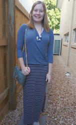 Long Sleeve Tops and Printed Maxi Skirts With Rebecca Minkoff Mini MAC Bag
