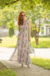 Turning Heads Linkup -Lavender Print Maxi Dress Styled for Summer