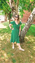 Green Polka Dot Wrap Around Dress: Over 40 Style