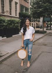 Crisp White Button Up & Ripped Jeans