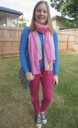 Blue Knits and Colourful Skinny Jeans Outfits | Weekday Wear Link Up