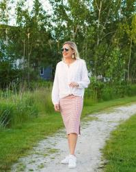 Gingham Midi Skirt Outift Idea