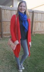 Red And Blue Winter Jeans Outfits With Striped Rebecca Minkoff Mini MAC Bag