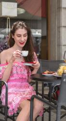 Here’s How to Style an Off the Shoulder Dress for a Coffee Date This Summer