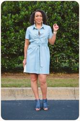 Faux Leather Belted Shirt Dress!