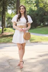 White Eyelet Set + Woven Accessories