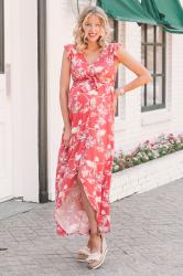 Floral Maternity Wrap Dress