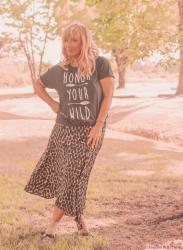 Honor Your Wild + Graphic Tee & Leopard Print Silk Skirt