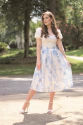 Eyelet, Floral Midi Skirt