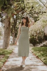 Styling a Green Gingham Midi Dress for Summer