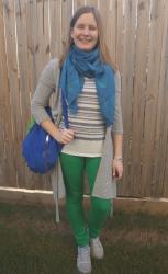 Striped Tees and Skull Scarves With Green Jeans