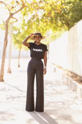 Femme T-Shirt + High Waist Wide Leg Pants