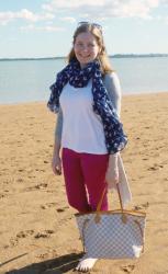 Navy Scarf, Neverfull and Colourful Skinny Jeans: Weekday Wear Link Up