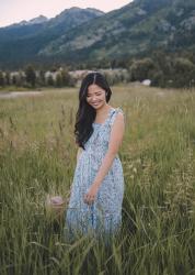 Blue Floral Maxi Dress with Tie Straps