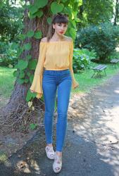 denim and yellow